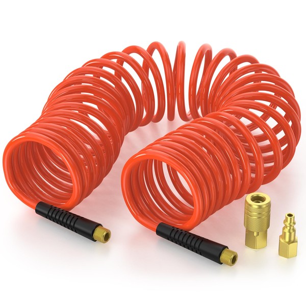 YESWELDER Air Compressor Hose, 1/4'' 25ft Polyurethane Recoil Air Hose