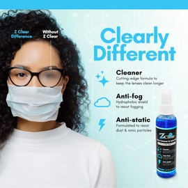 Z Clear Anti-Fog 6oz Spray | Eye glasses cleaner | Goggles anti fog | Sunglasses cleaner | Windshields | Mirrors | Visors | Safe for all Lenses |+ With Microfiber Cloth