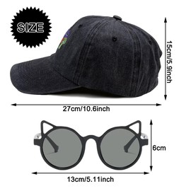 OULCLKH Cute Cartoon Baseball Cap,Sprunk Unisex Baseball Cap,Beach Sun Hat,Adjustable Duck Tongue Hat,Sunglasses, Quirky Glasses,Cute and Quirky Accessories Black