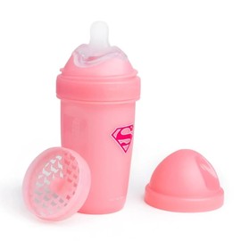 Herobility DC Supergirl Double Anti-Colic Baby Bottle | Award-Winning Hero Baby Bottles | Soft Breast- Like Teat, Easy Mixing Lid & Net | Safe & Environment Friendly Materials | 240ml/8.5 fl oz