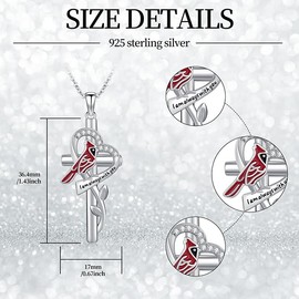 LES OSEWA Cardinal Necklace Cross Red Cardinal Necklaces for Women Sterling Silver Cardinal Appear When Angels Are Near Memorial Sympathy Pendant Jewelry Christmas Gifts