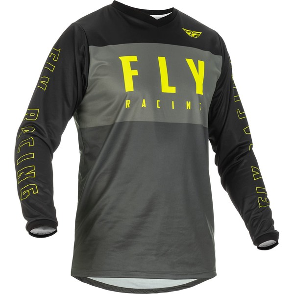 FLY Racing Adult F-16 Jersey (Grey/Black/Hi-Vis Yellow, Large)