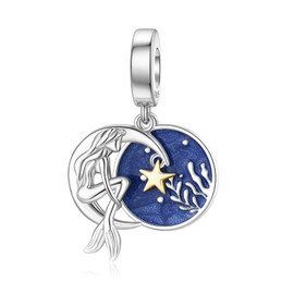 SEVENWELL Mermaid Dangle Charms 925 Sterling Silver Ocean Charm Bracelets Bead for Daughter Sister Mother Wife Nana