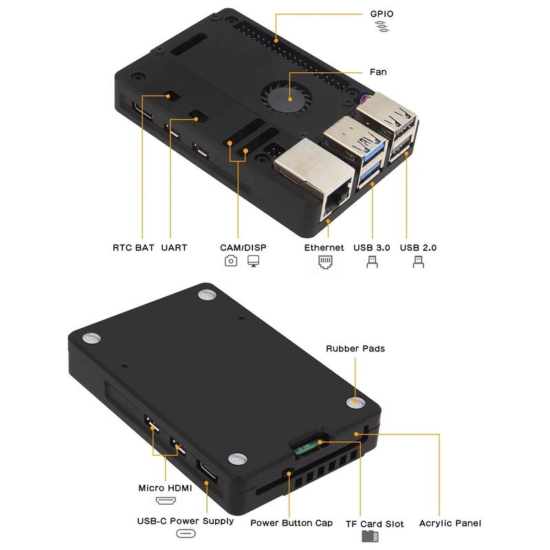 Ultra-Thin CNC Aluminum Case with Fan for Raspberry Pi 5