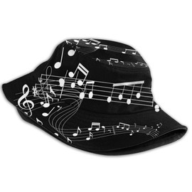 Musical Note Music Bucket Hat Sun Bucket Hats Beanie Cap Outdoor Fishing Travel Hiking for Mens Womens