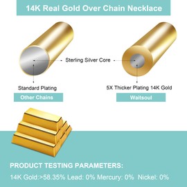 Waitsoul 925 Sterling Silver Rope Chain Lobster Clasp 4mm 18k Gold Chain Necklace for Men Women Necklace Chain 20 Inch