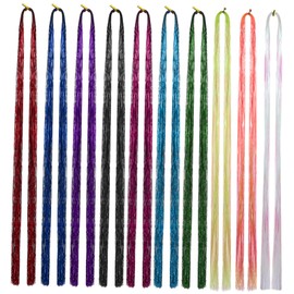 OHPHCALL 20 Pcs Colorful Hair Ropes 90cm Long Hair Extensions Tinsel for Braiding