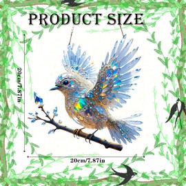 Acrylic Sun Catchers for Windows - 20cm Vibrant Bird Garden Ornaments Outdoor, Christmas Bird Gift 2D Flat Crystal Hanging Decor Waterproof & Scratch-Resistant