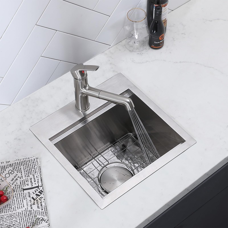 Friho Drop in 15 x 15 Inch Stainless Steel Single