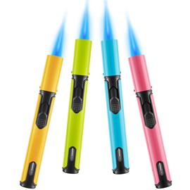 Urgrette Urgrette 4 Pack Spring Colors Torch Lighter, 6-inch Refillable Pen Lighter Jet Flame Butane Lighter for Grill BBQ Candlek Camping (Gas Not Included)