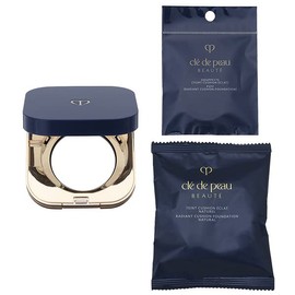 [Set] Shiseido Cre de Poe Beaute cle de peau Beauty Tan Cushion Echra Natural SPF25/PA+++ 0.5 oz (14 g) with Case and Puff Cushion Foundation, Ochre 20 (Stock)
