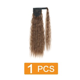 prinfantasy MW058 Ponytail Hair Extensions Long Wavy Curly Clip-In Ponytail Synthetic Hair Braid Hair Extension Hairpiece for Women Brown