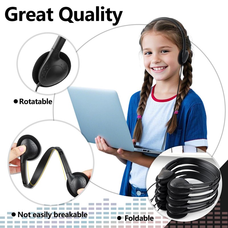 GDBOMA USB C Headphones Bulk 20 Pack for Kids Classroom