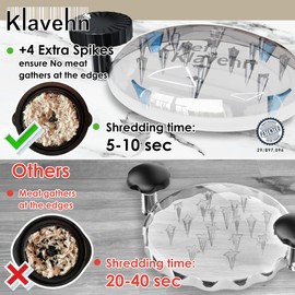 KLAVEHN Chicken Shredder, 10.8" Visible Chicken Breast Shredder Tool Twist, Meat Shredder, Ergonomic Handle, Soap Dispensing Brush, Anti-Slip (Black Shredder with Special Brush)