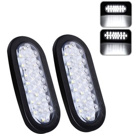 NPAUTO 6" Oval LED Trailer Lights 24 White LED Reverse Backup Lights Waterproof Trailer Stop Turn Tail Light for RV Trucks (2)
