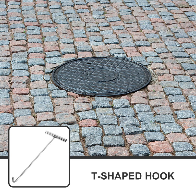 GANAZONO Stainless Steel Manhole Cover Hook T-Shaped Lifting Tool for