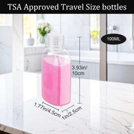Travel Bottles for Toiletries 6pcs 100ml Leak Proof Travel Size Toiletries TSA Approved Travel Shampoo and Conditioner Bottles Reusable Travel Kit Plastic Squeeze Bottles with Flip Cap(Clear)
