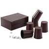 Party Games Leather Dice Cup Set, 6 Black Leather Dice
