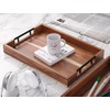 Fibogollo Acacia Wood Set of 2 Serving Tray with Metal
