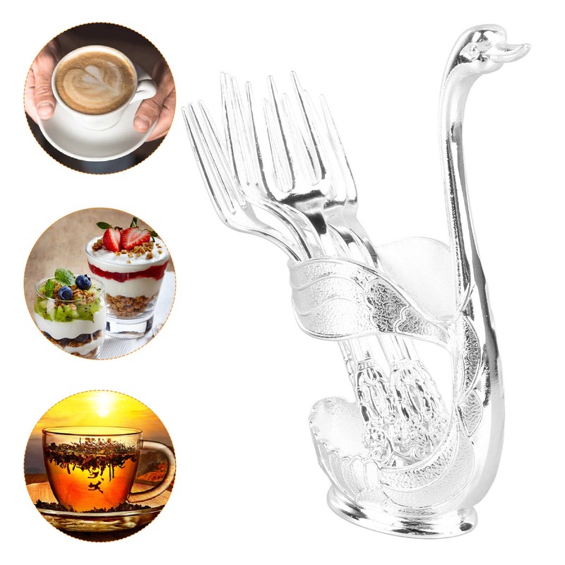 Coffee Spoon Holder Elegant Swan Shaped Alloy Mirror Polish Rich