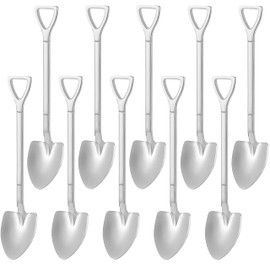 Comicfs 20 Pcs Silver Shovel Shape Demitasse Espresso Spoons, 4.7 Inches Stainless Steel Mini Coffee Spoons Set, Small Spoons for Dessert, Tea, Appetizer, Party Supplies (20 Spoons, Silver)