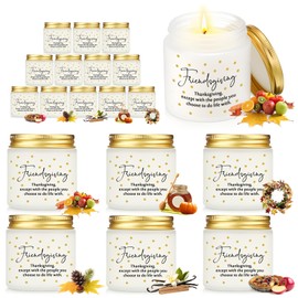 Conelist 12 Pcs Thanksgiving Gifts Fall Scented Candles Set 3.5 Oz Soy Wax Pumpkin Scented Glass Jar Candle Friendsgiving Gift for Friends Coworker Women Men Autumn Birthday (Classic)