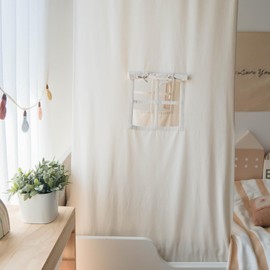 BEIOUDEXIN Kids Canopy Bed Tent - Cotton Linen Hanging Teepee for Children's Room, Playhouse, Bedroom Decor, Toddler Sleeping Tent, Boho Nursery Accent