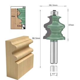 LEATBUY 1/2-Inch Shank Door&Drawer Front Edging Router Bit Set 5 PCS, Woodworking Milling Cutter Router Bits Sets Tools, Carbide CNC Cabinet Router Grooving Mill Tool(YZ04)