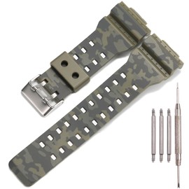 Resin Replacement Bands Compatible with Casio G-Shock GA100 GA-100 GA-120 GA110 GD-120 GD100 Watch Strap (Camouflage militarygreen)