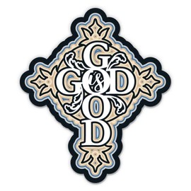 God is Good Sticker - 5" Laptop Sticker - Waterproof Vinyl for Car, Phone, Water Bottle - Christian Cross Faith Decal