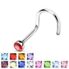 PiercedOff 316L Surgical Steel Nose screw with Topaz CZ Gem