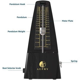 AUPHY Mechanical Metronome with Accent Bell, Classic Shape, Accurate Beat, Multiple Beat Modes, Suitable for Guitar Piano Drums Violin Saxophone etc