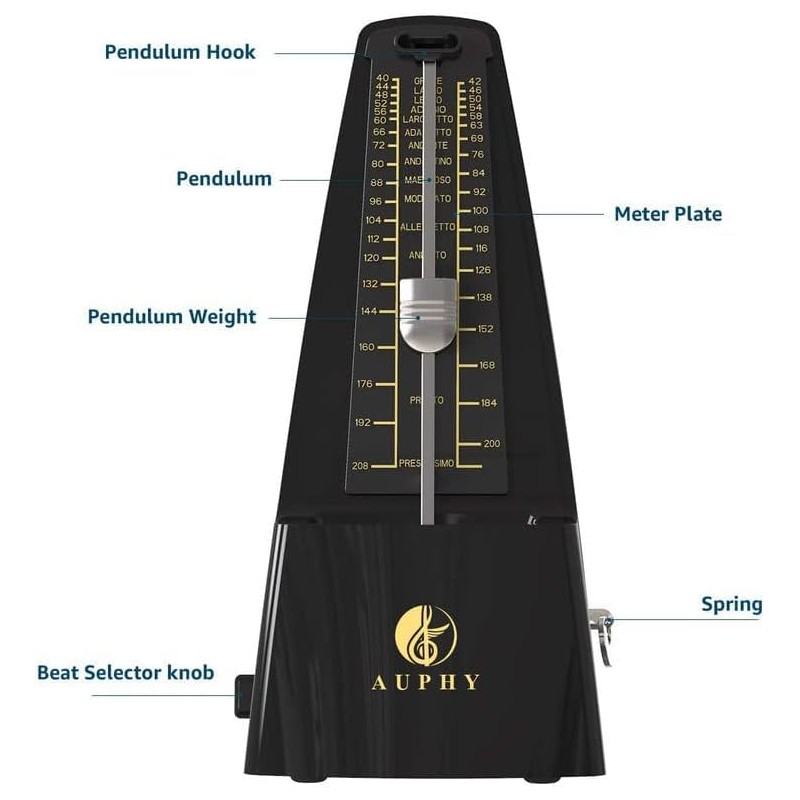 AUPHY Mechanical Metronome with Accent Bell, Classic Shape, Accurate Beat,