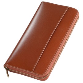 Alice & Elmer Men's Long Wallet, Tochigi Leather, Made by Leading Wallets Artisans Genuine Leather, Large Capacity, YKK Zipper, Women's Wallet, Cowhide Leather, Coin Purse, Compact, Simple, Solid,
