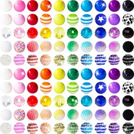 100 Pcs 20mm Beads for Pens Rhinestone Beads Bubblegum Beads Mixed Crystal Acrylic Round Chunky Beads Sparkly Large Beads for Pens Beadable Bracelet Necklace DIY Craft Pen Jewelry Making Supplies