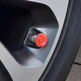 Red Rose Tire Valve Stem Caps, Red Valve Stem Caps (Glimmering Rose)