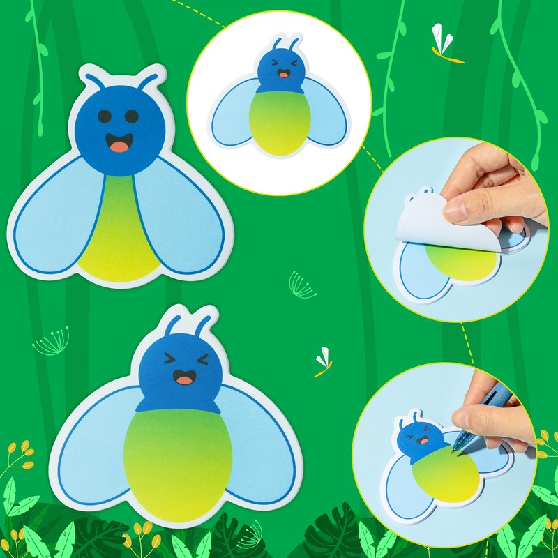 600 Sheets Cute Firefly Sticky Notes Insect Animals Firefly Shape