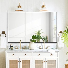 Bonverre 27x40 Inch Black Bathroom Mirror for Wall, Aluminum Frame Rectangle Rectangular Vanity Mirror, Modern Large for Bedroom, Living Room, Horizontal or Vertical