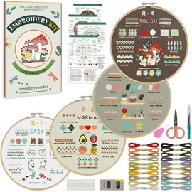 4 Stage Embroidery Kit for Beginners Adults, Easy to Learn 38 Different Stitches from Instruction & Video, Needlepoint Kits for Adults with Stamped Embroidery Patterns - Color: 6 Stage