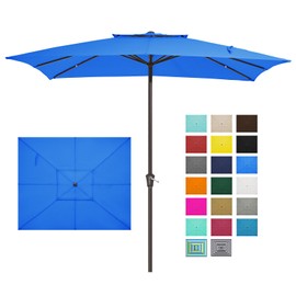 JEAREY 2-Tiers 8x10 ft Rectangular Patio Umbrellas Outdoor Table Market Umbrella w/Crank, 8 Sturdy Ribs, UV Protection Waterproof Sunproof(Royal Blue)