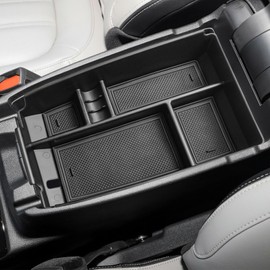 HGWEI Center Console Organizer Tray Compatible with Ford Escape 2020-2026/Bronco Sport 2021-2026 Accessories, Insert Container ABS Secondary Armrest Storage Box (Not for U725 2-Door), Black