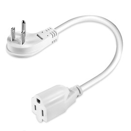 1875W Short Extension Cord,15A 14AWG Low Profile Flat Plug Heavy Duty Extension Cord Outlet Saver 3-Prong Grounded Power Extension Cable (White 3 Feet)