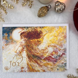 LUX PRESS PREMIUM USA-MADE BOXED CHRISTMAS CARDS OF CHRISTMAS ANGEL| 6 X 8 Size | 16 Cards and 16 Envelopes per Box | Soft Touch-Finish | Full Color Inside Artwork and Greeting