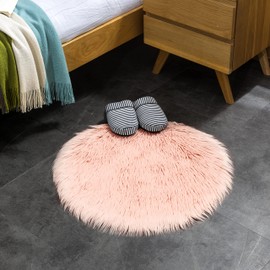 Imitation Sheepskin / Lambskin Rug for Living Room, Bedroom or Children’s Room / Rug or Mat for Placing next to Chair or Sofa, pink