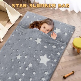 Kids Sleeping Bag Soft Plush Glowing Toddler Nap Mat with Pillow for Boys Girls Large Sleeping Mat for Daycare Preschool Kindergarten