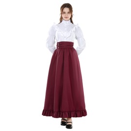 Fiamll Medieval Dress Renaissance Costume Women's Victorian Dress Vintage Ball Dress Women's Victorian Blouse with Renaissance Maxi Skirt, red