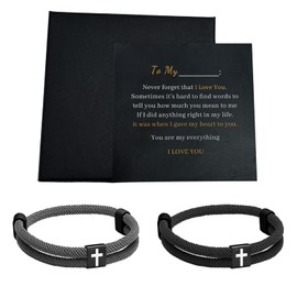 Jacriah Cross Bracelet for Men, Cross Braided Rope Bracelet for Husband Son Boyfriend Brother, Inspiration Christmas Valentines Graduation Easter Birthday Anniversary Christian Baptism Gift, One size,