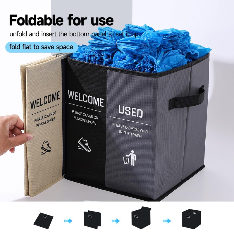 Vortissza Foldable Shoe Cover Dispenser Storage Box Storage Bin Holder