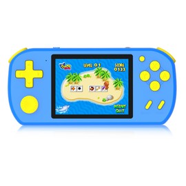 CCTU Handheld Games for Kids Preloaded 218 Retro Video Games, Portable Gaming System with 3.0" Screen Rechargeable Battery, Mini Travel Electronic Toy Birthday Gifts for Boys Girls (Blue)