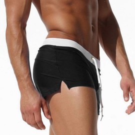 TONLEN Mens Swimwear Short Swim Trunks with Zipper Pocket, Black #2, X-Large